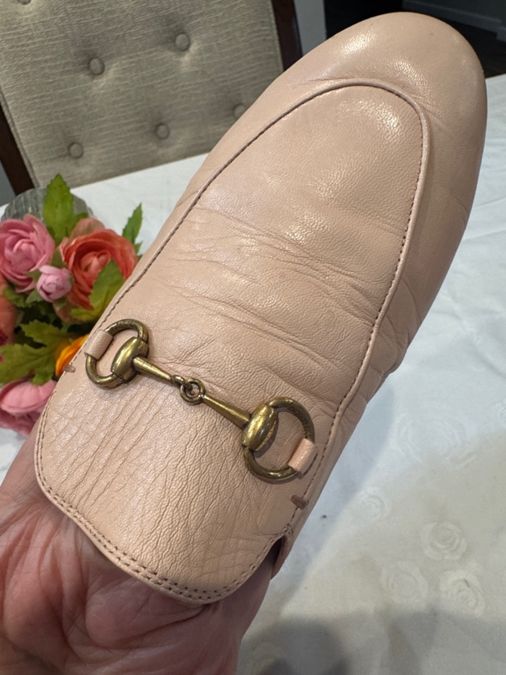 Gucci Blush Pink Leather Horsebit Backless Mules - Picture 4 of 13